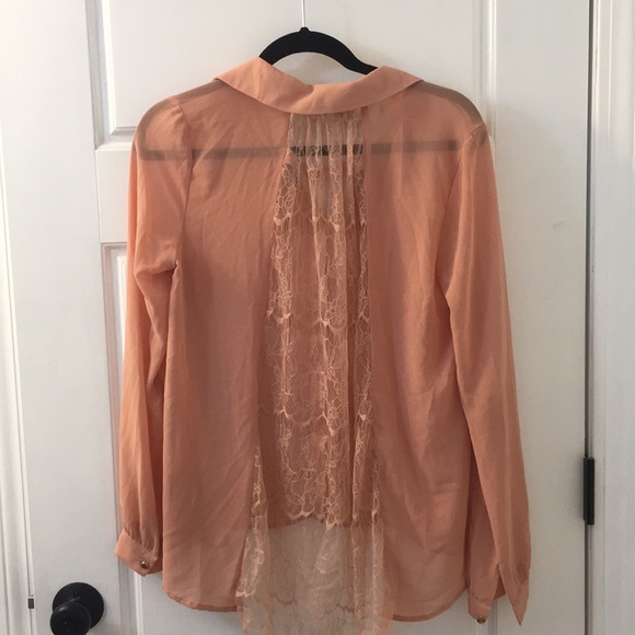 Blush lace accent button down - Picture 2 of 2